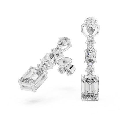 Mixed Shape Lab Grown Diamond Dangle Earrings