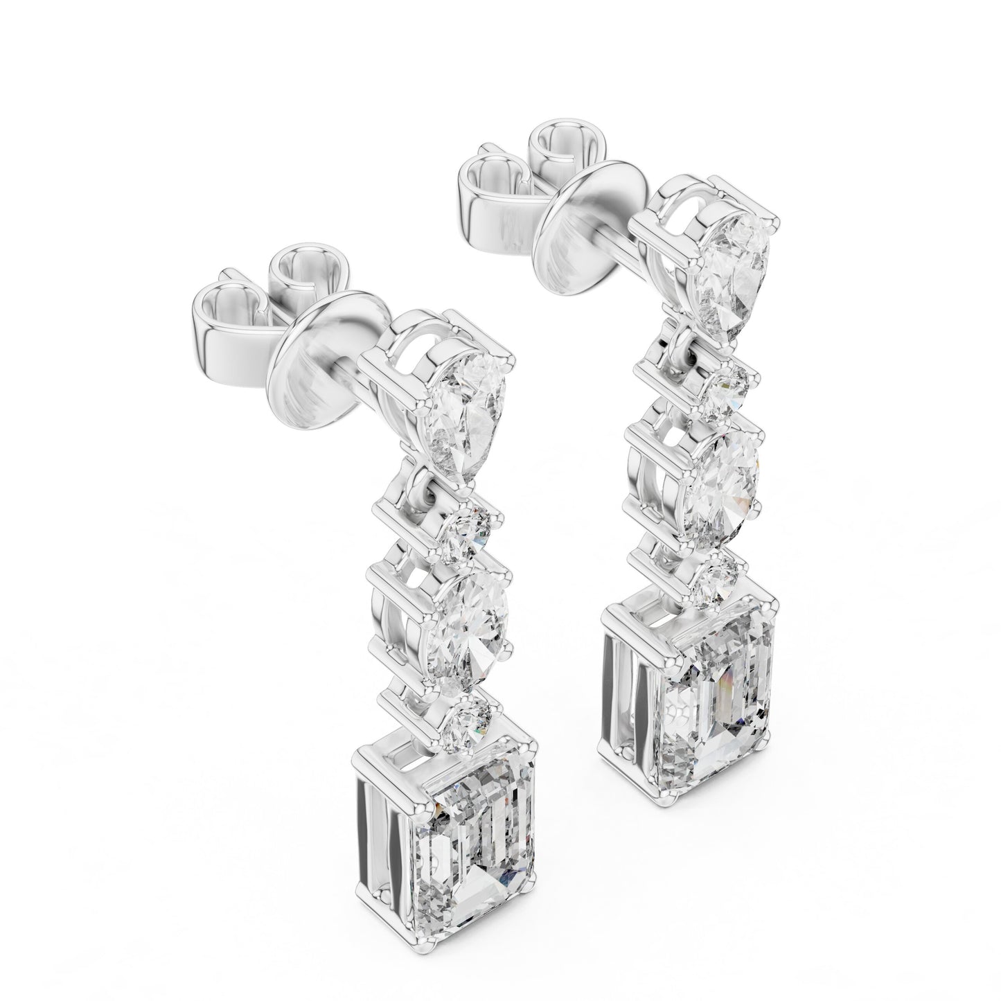 Mixed Shape Lab Grown Diamond Dangle Earrings