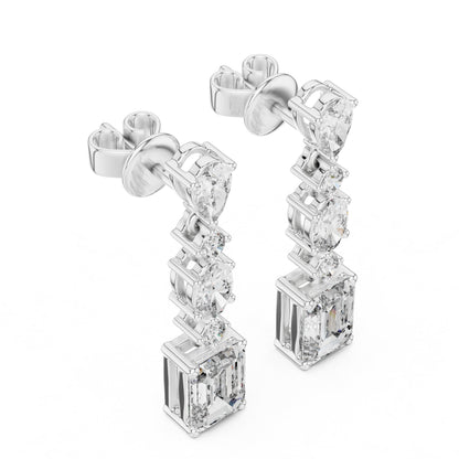 Mixed Shape Lab Grown Diamond Dangle Earrings