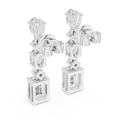 Mixed Shape Lab Grown Diamond Dangle Earrings