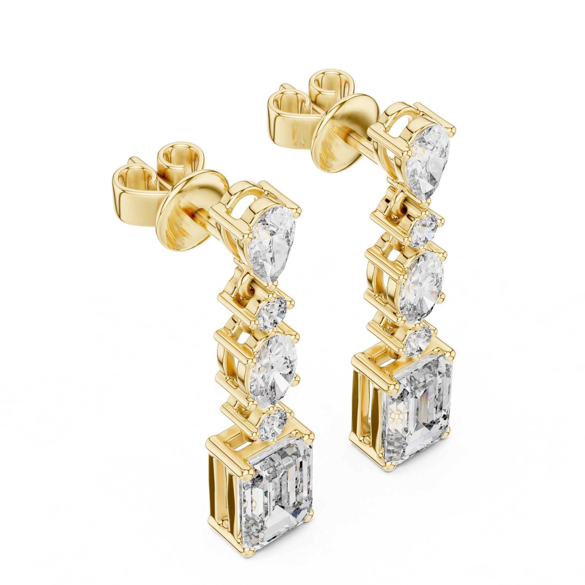 Mixed Shape Lab Grown Diamond Dangle Earrings