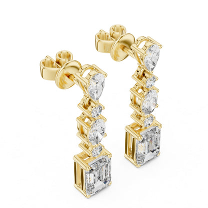 Mixed Shape Lab Grown Diamond Dangle Earrings