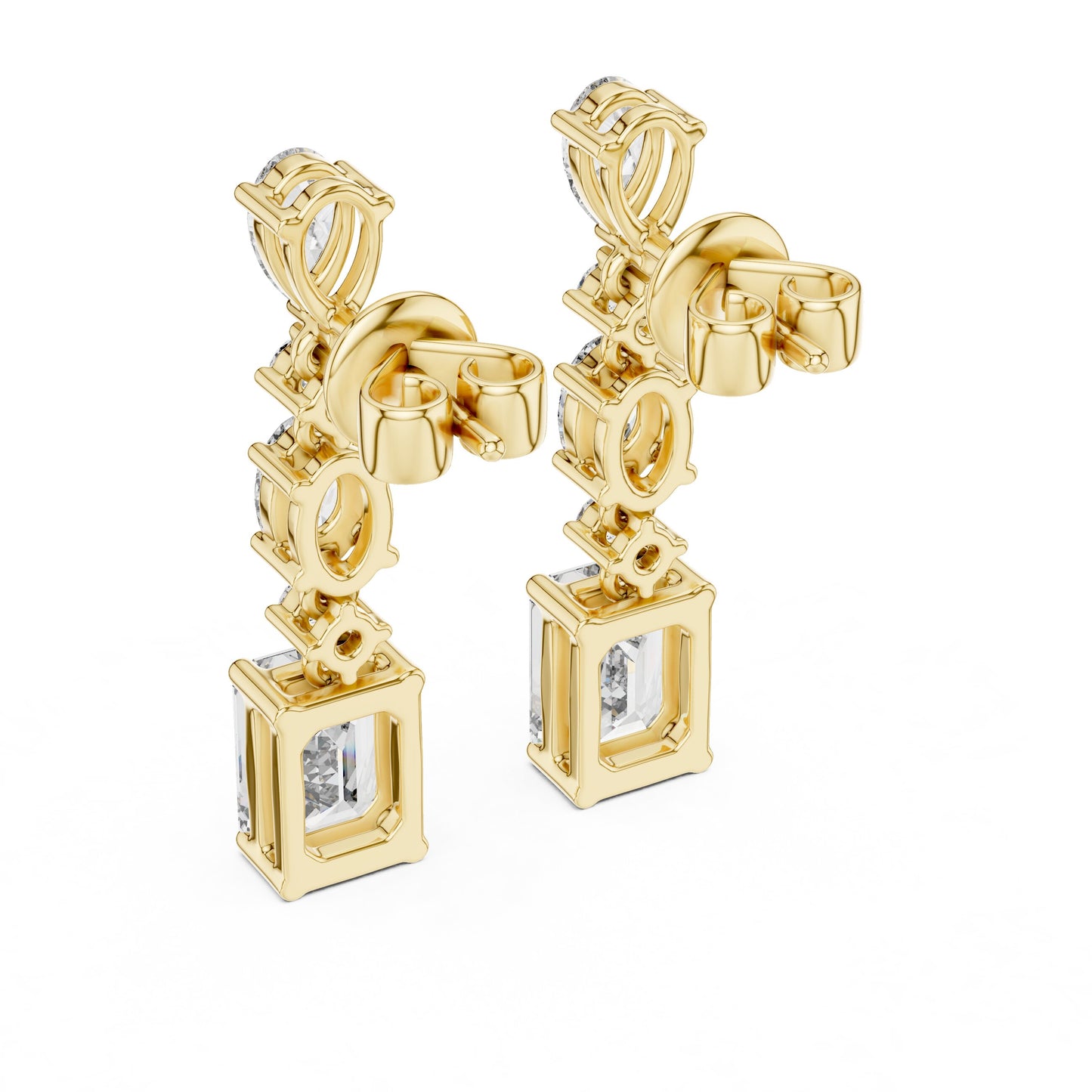 Mixed Shape Lab Grown Diamond Dangle Earrings
