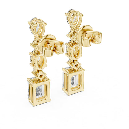 Mixed Shape Lab Grown Diamond Dangle Earrings