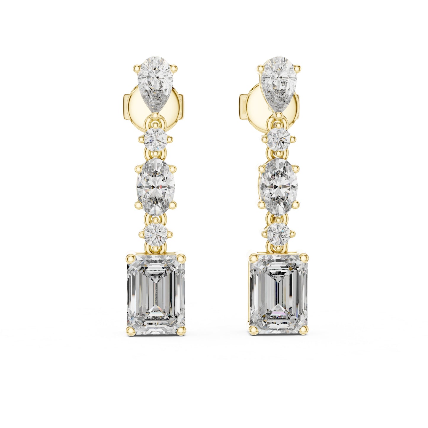 Mixed Shape Lab Grown Diamond Dangle Earrings
