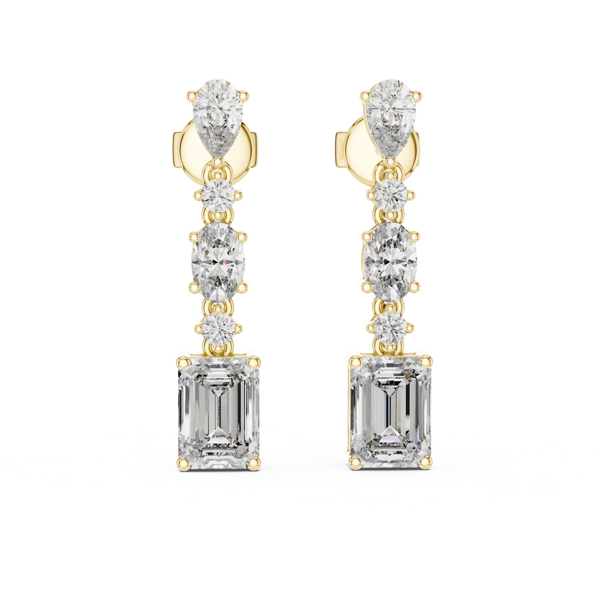Mixed Shape Lab Grown Diamond Dangle Earrings