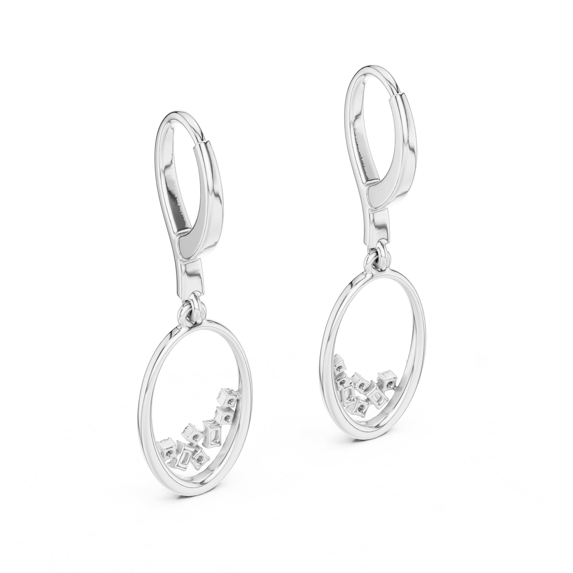 Round Dangle Lab Grown Diamond Earrings