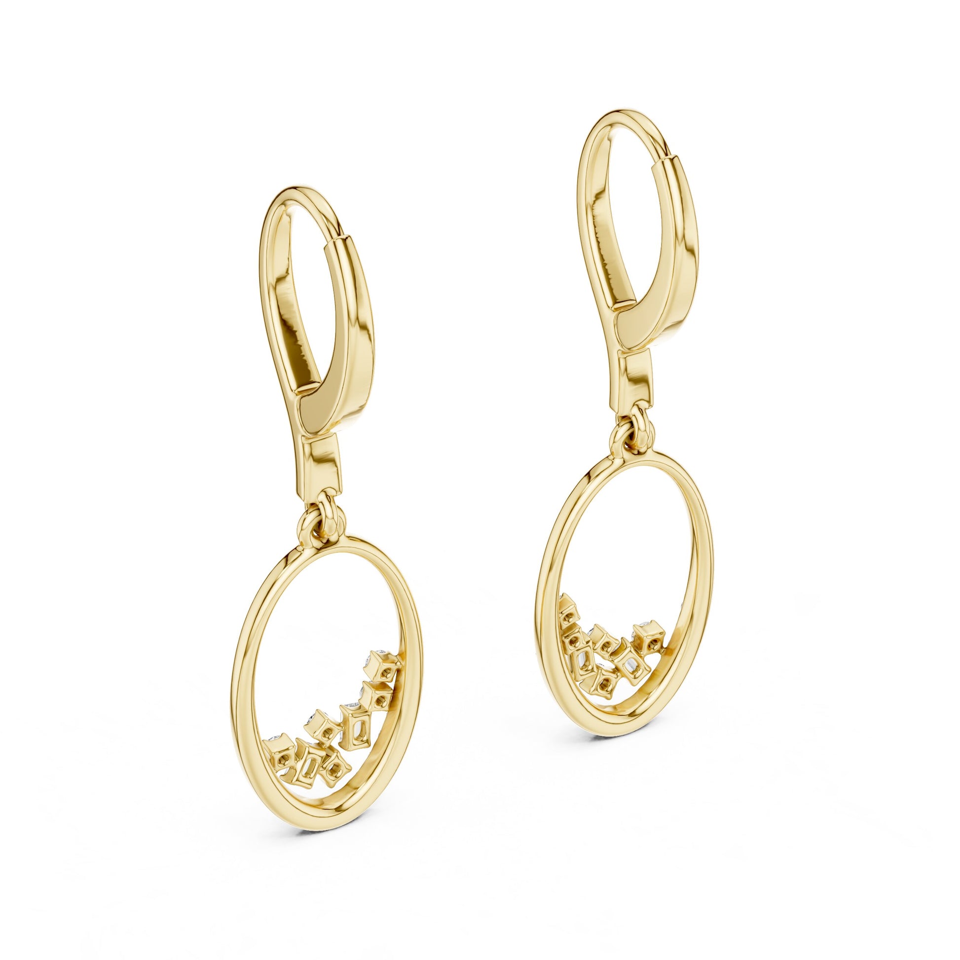 Round Dangle Lab Grown Diamond Earrings