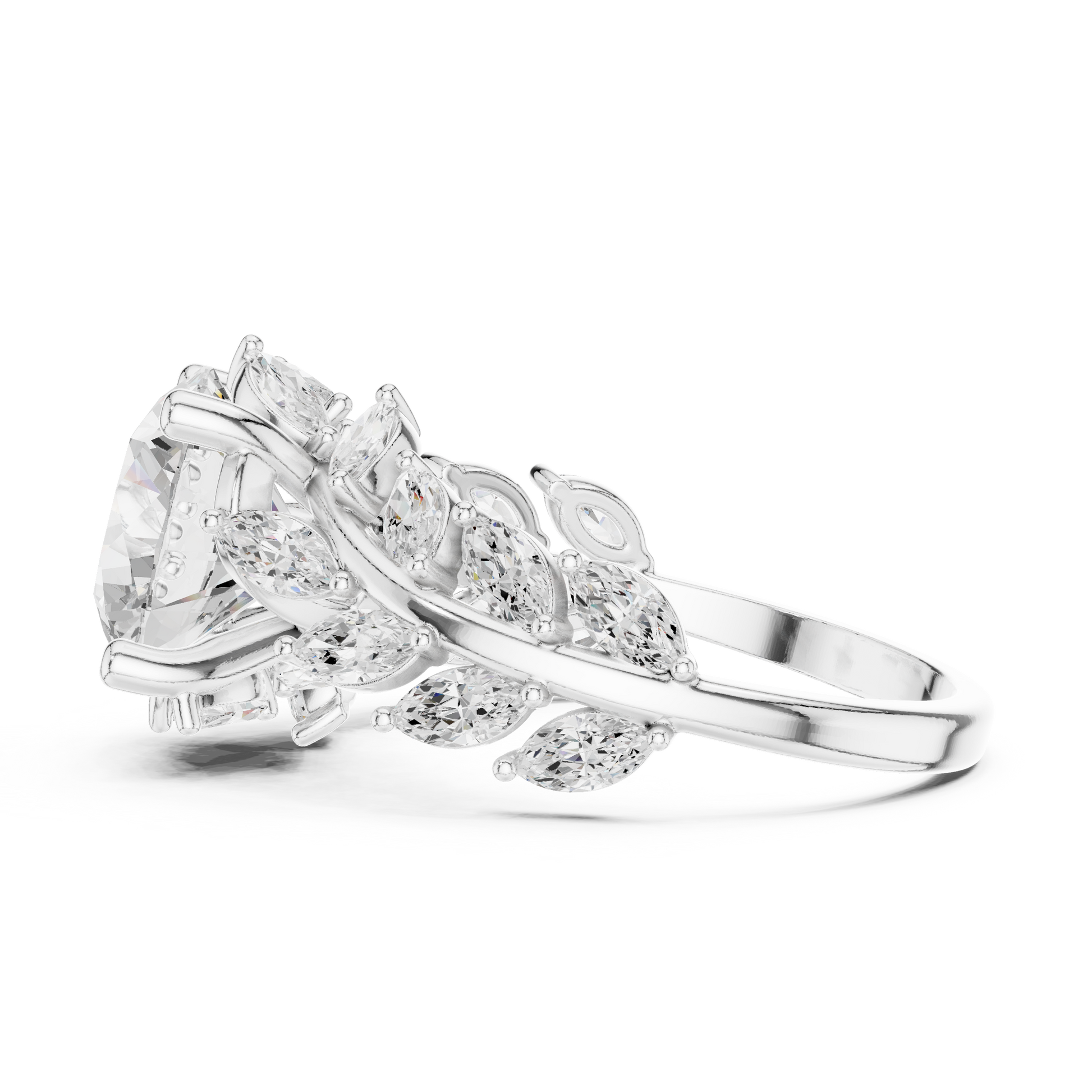 Mixed Shape Lab Grown Diamond Side Stone Ring