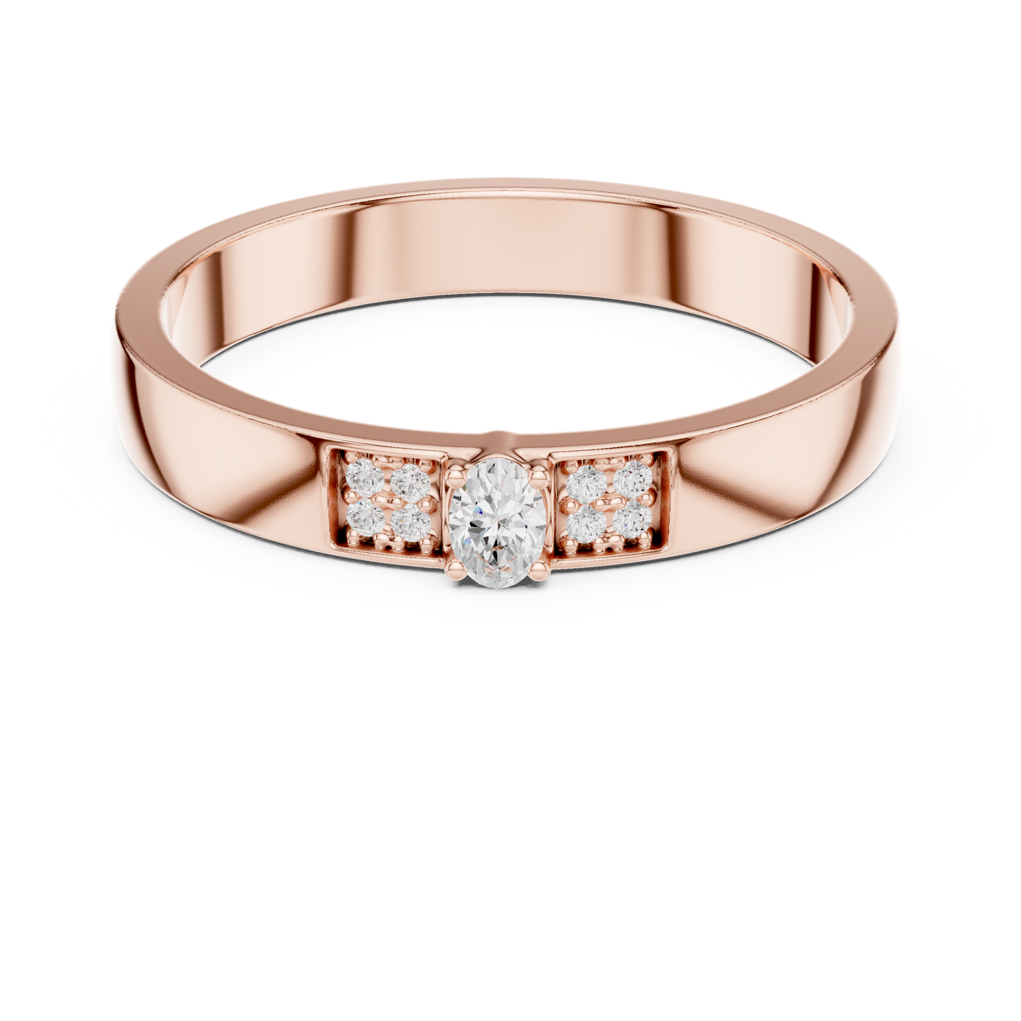 Round Side Stone Lab Grown Diamond Ring