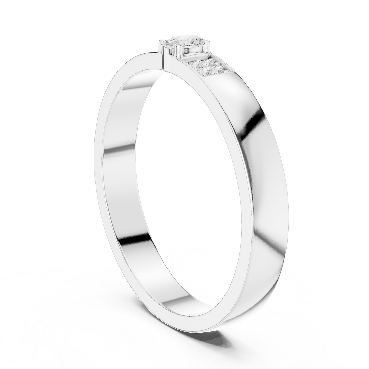 Round Side Stone Lab Grown Diamond Ring
