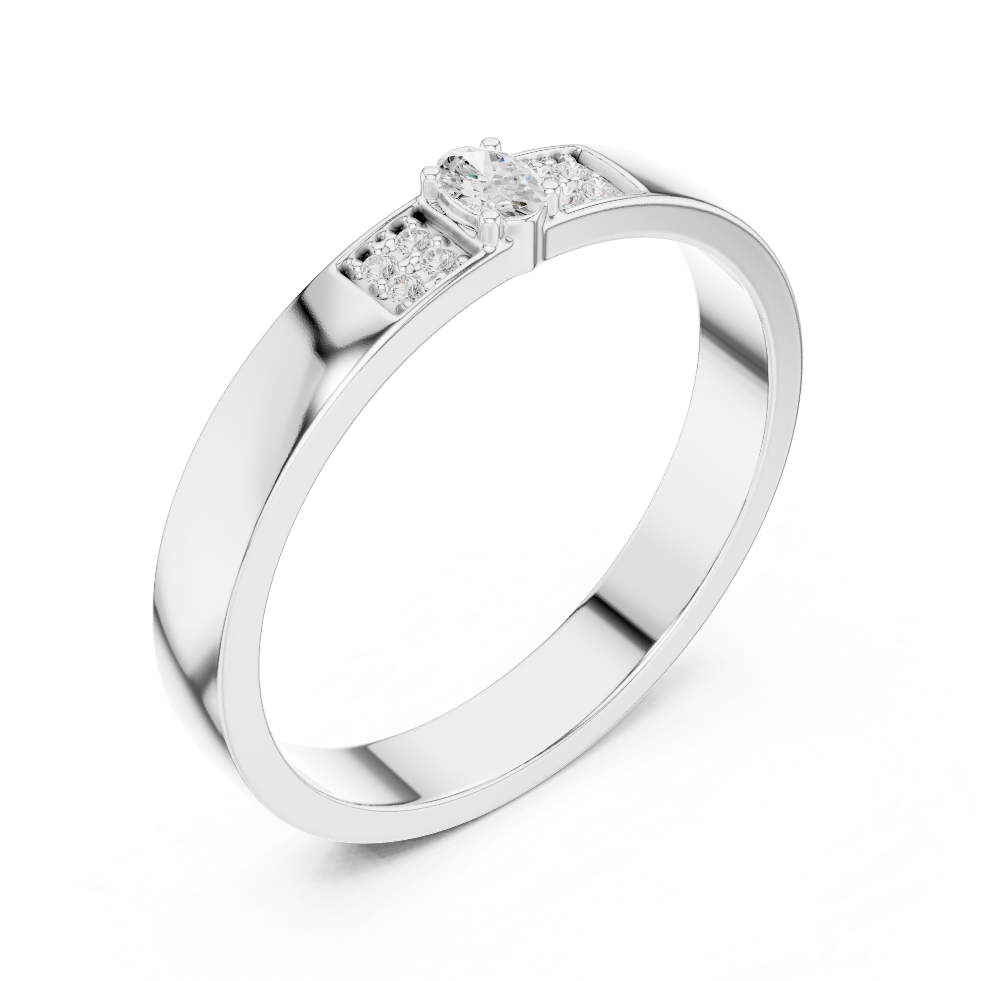 Round Side Stone Lab Grown Diamond Ring