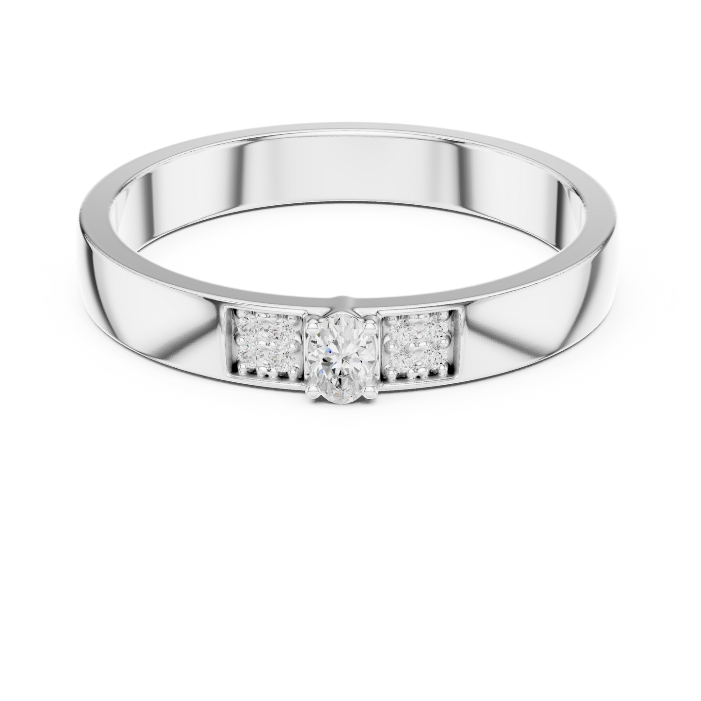 Round Side Stone Lab Grown Diamond Ring