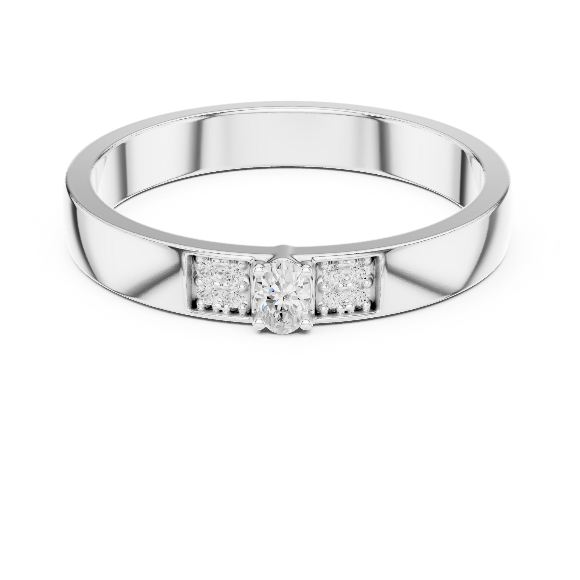 Round Side Stone Lab Grown Diamond Ring