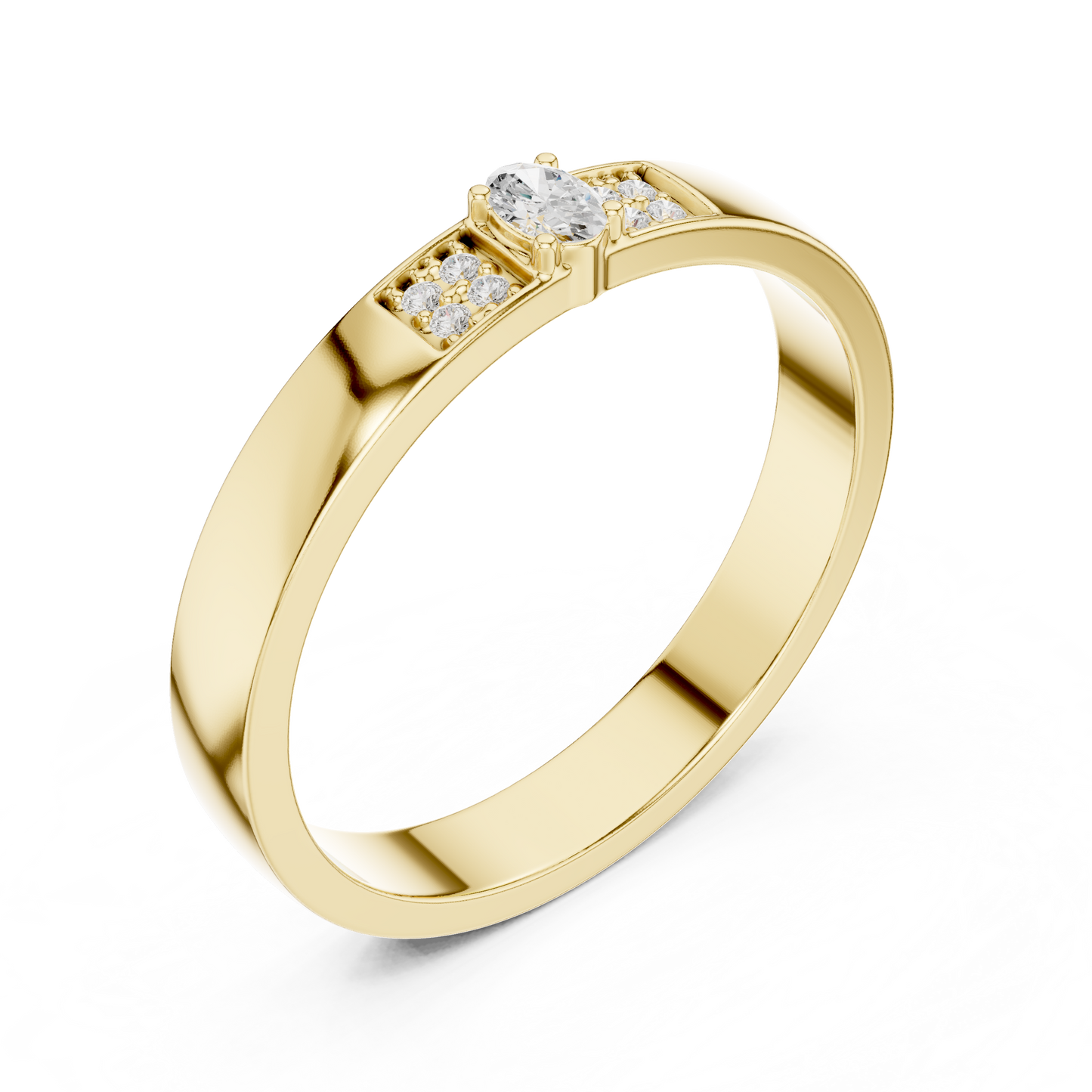 Round Side Stone Lab Grown Diamond Ring