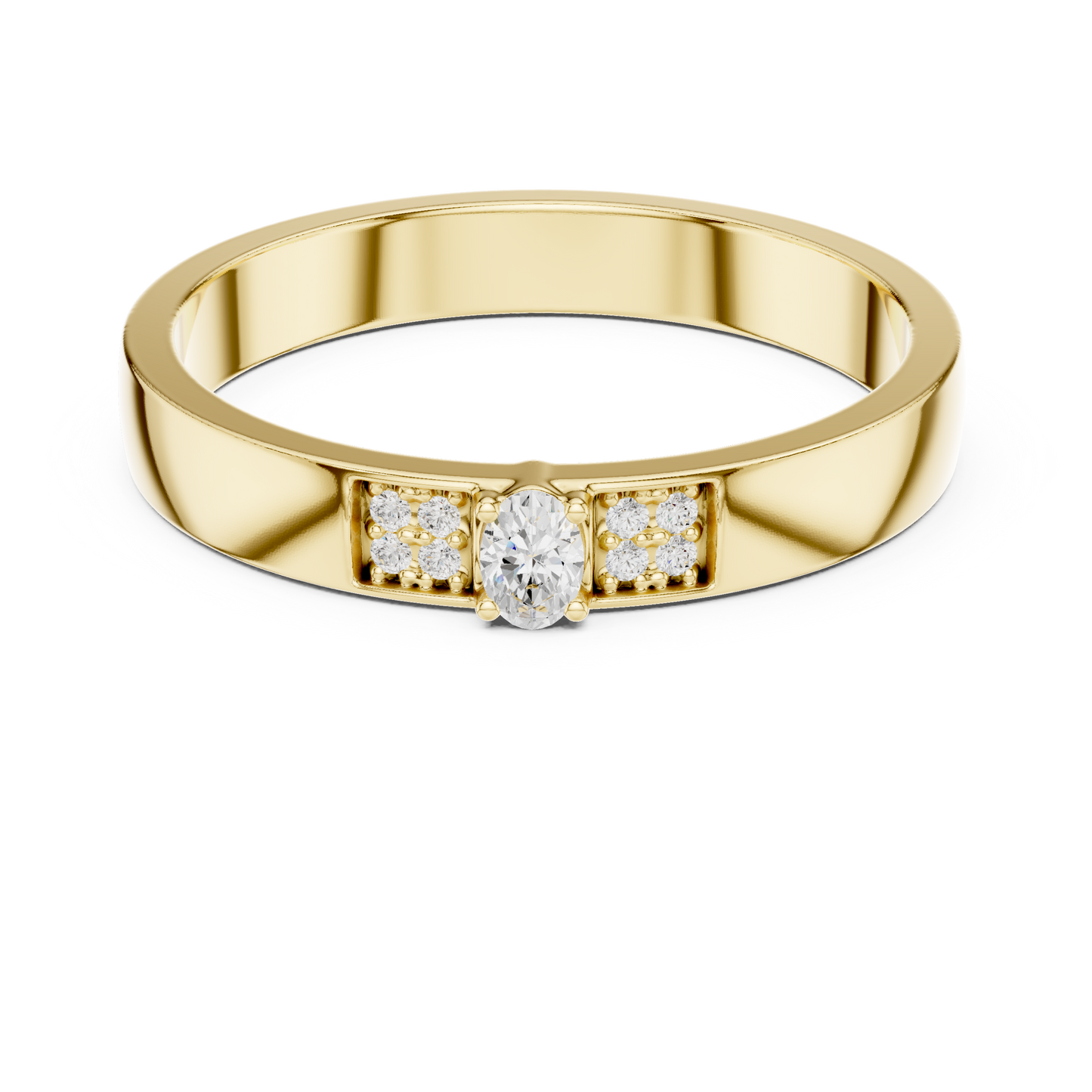 Round Side Stone Lab Grown Diamond Ring