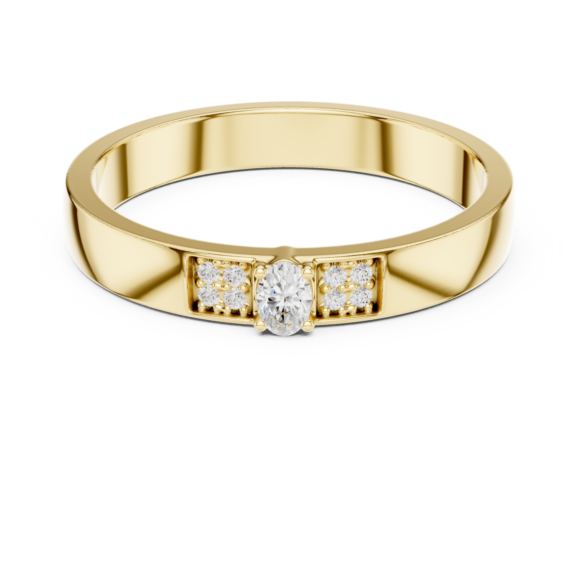 Round Side Stone Lab Grown Diamond Ring