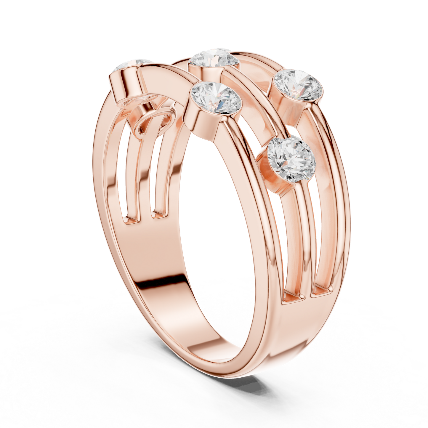 Round Side Stone Lab Grown Diamond Ring