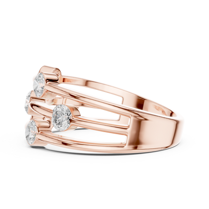 Round Side Stone Lab Grown Diamond Ring