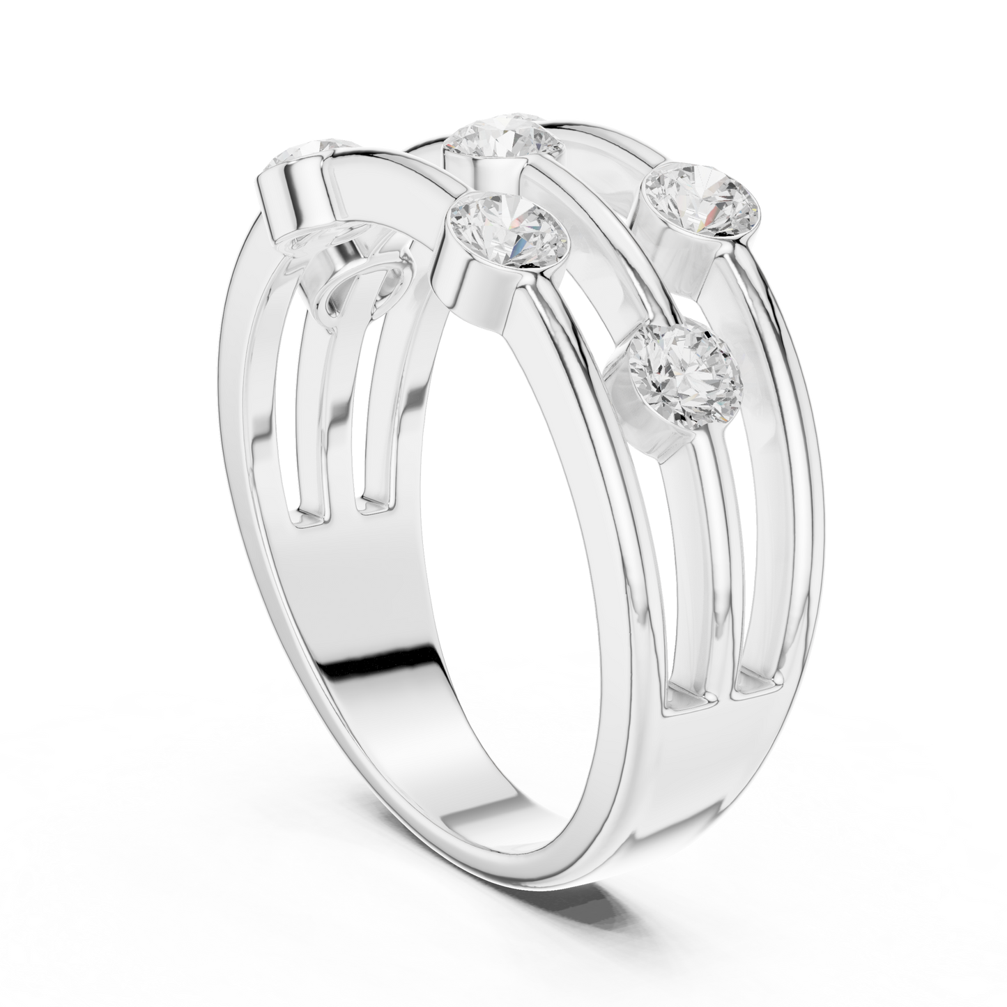 Round Side Stone Lab Grown Diamond Ring