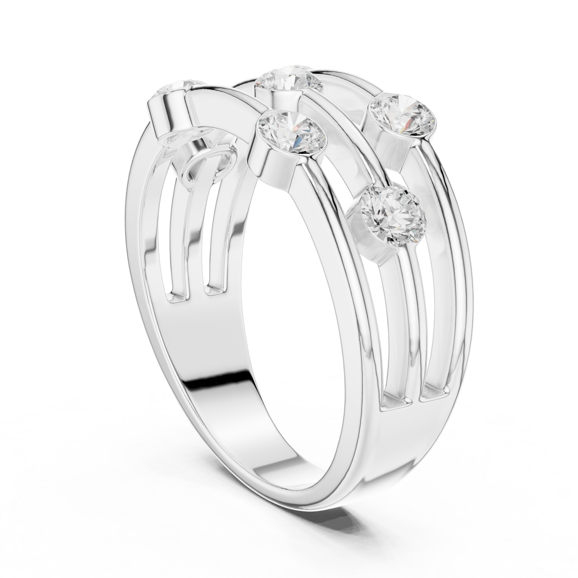 Round Side Stone Lab Grown Diamond Ring