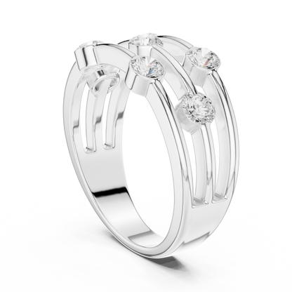 Round Side Stone Lab Grown Diamond Ring