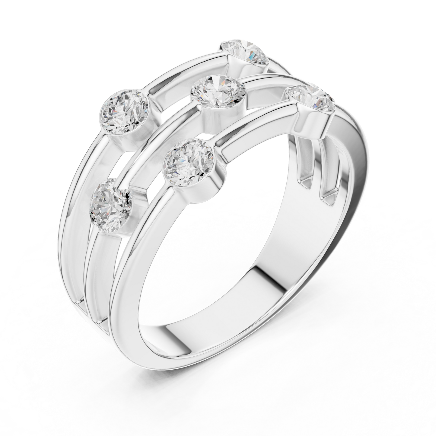 Round Side Stone Lab Grown Diamond Ring