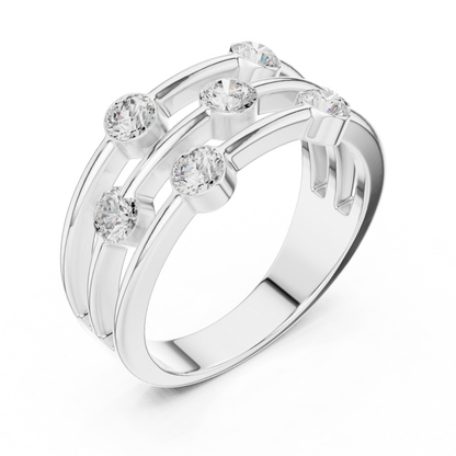 Round Side Stone Lab Grown Diamond Ring