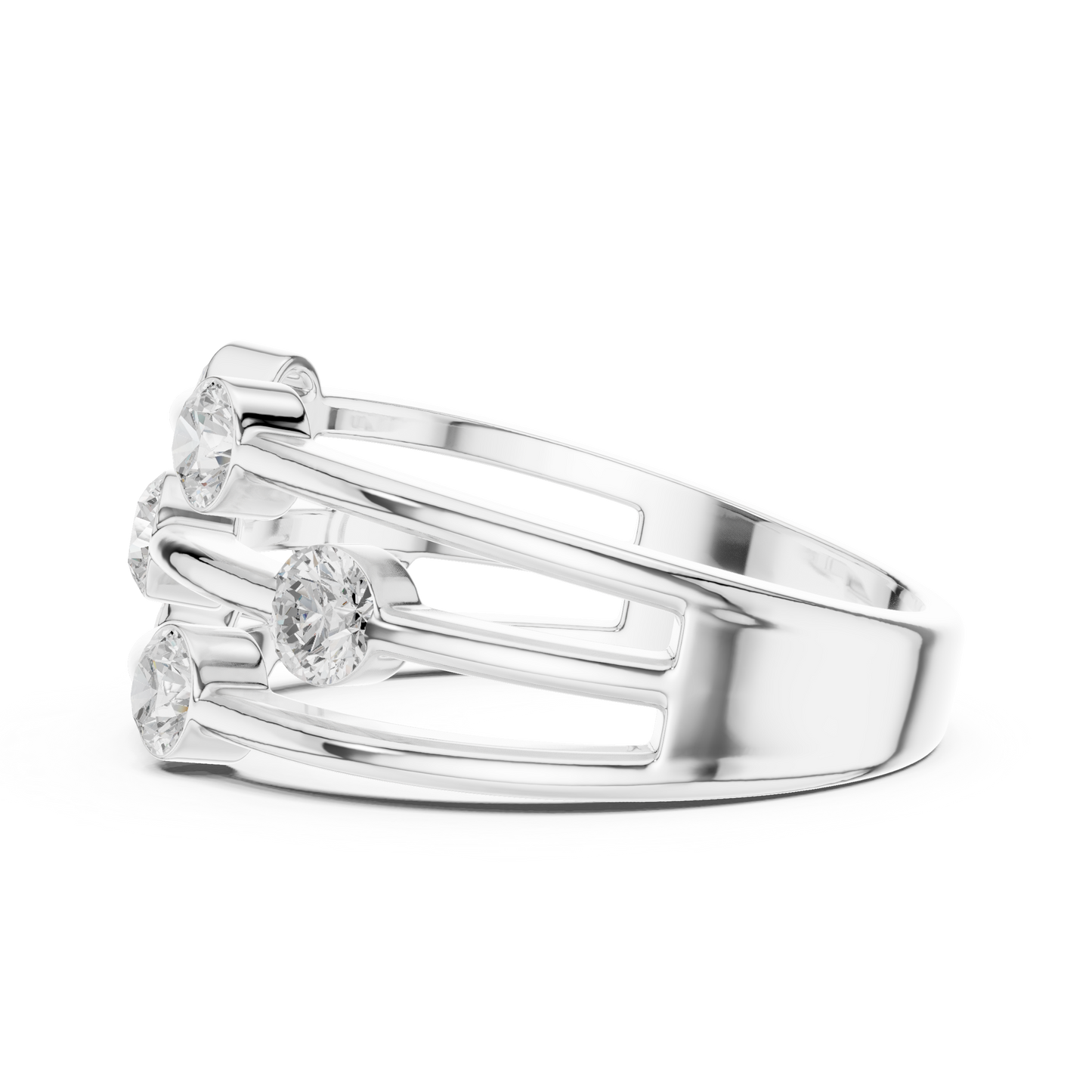 Round Side Stone Lab Grown Diamond Ring