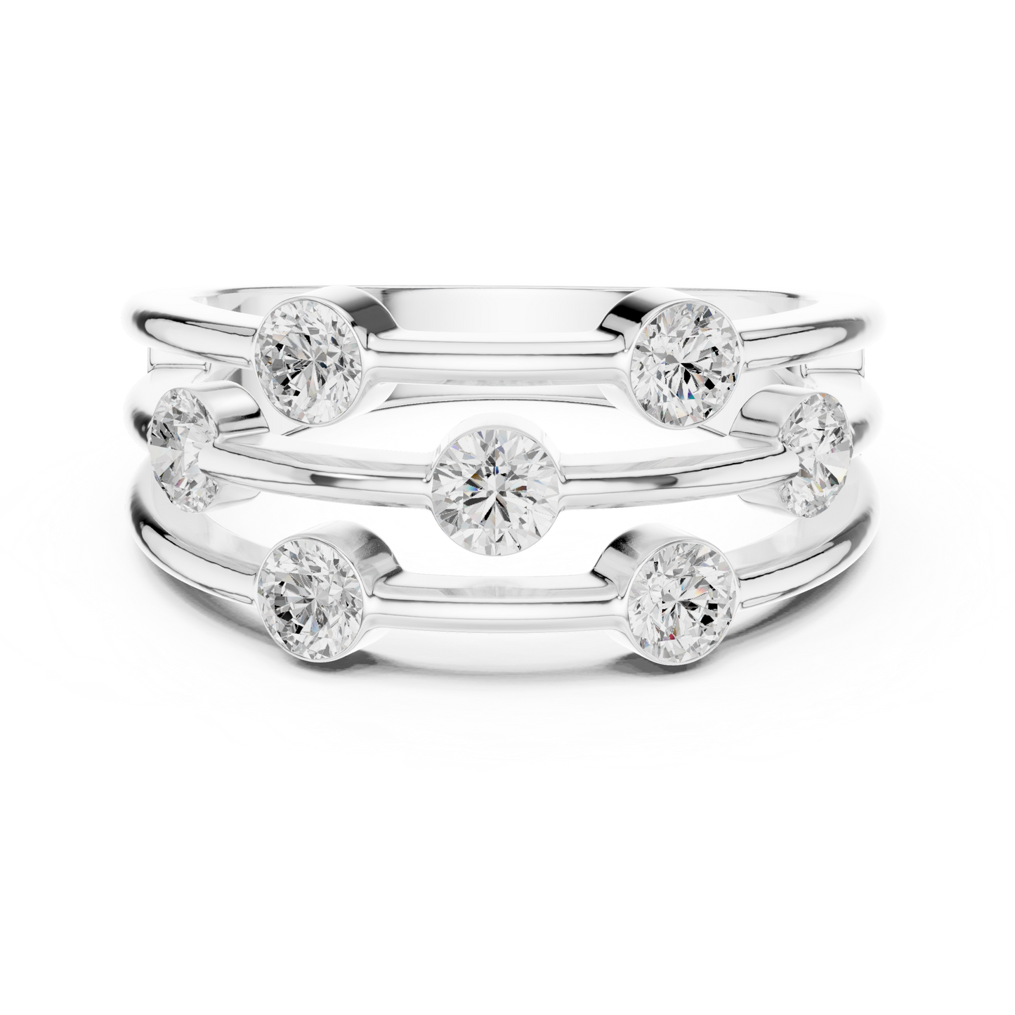 Round Side Stone Lab Grown Diamond Ring