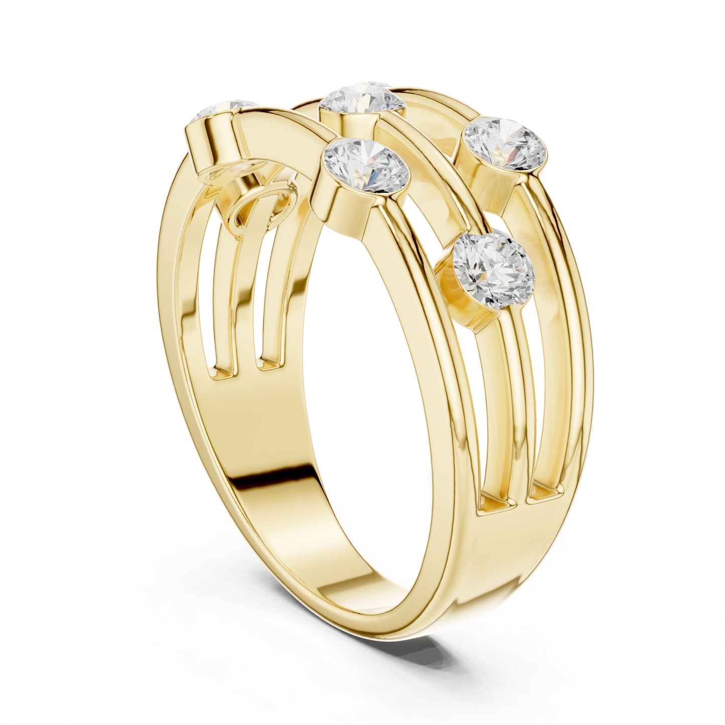 Round Side Stone Lab Grown Diamond Ring