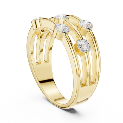 Round Side Stone Lab Grown Diamond Ring