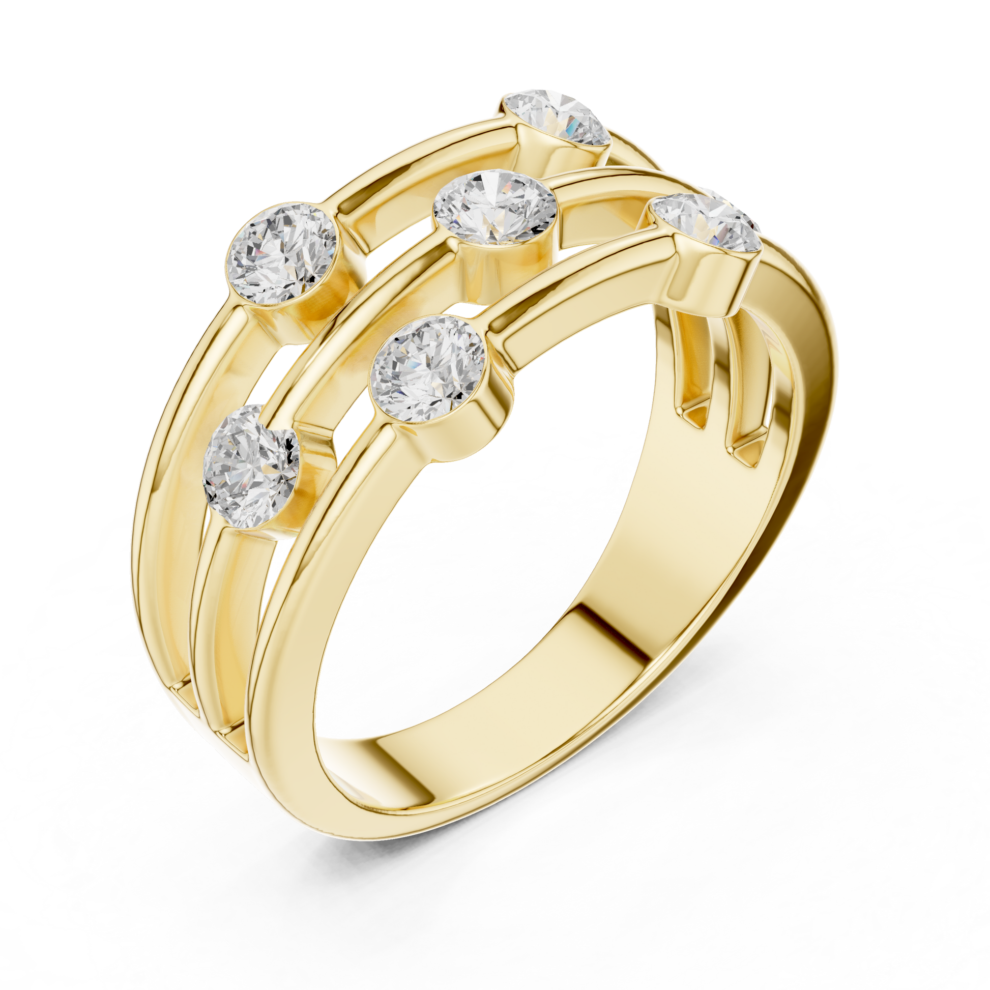 Round Side Stone Lab Grown Diamond Ring