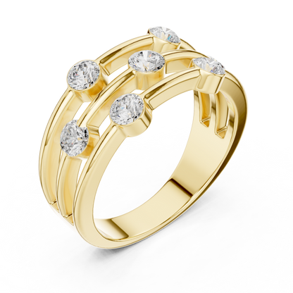 Round Side Stone Lab Grown Diamond Ring