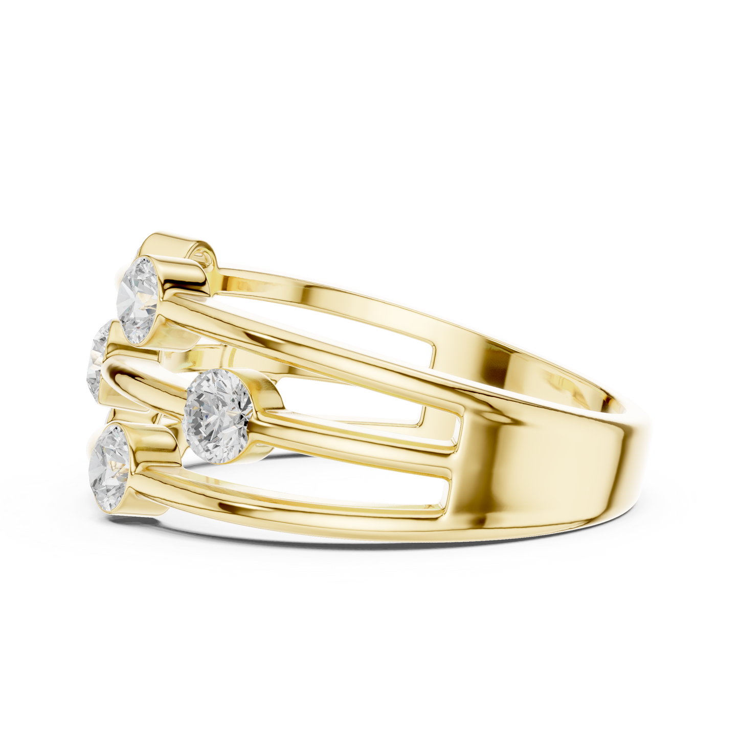 Round Side Stone Lab Grown Diamond Ring