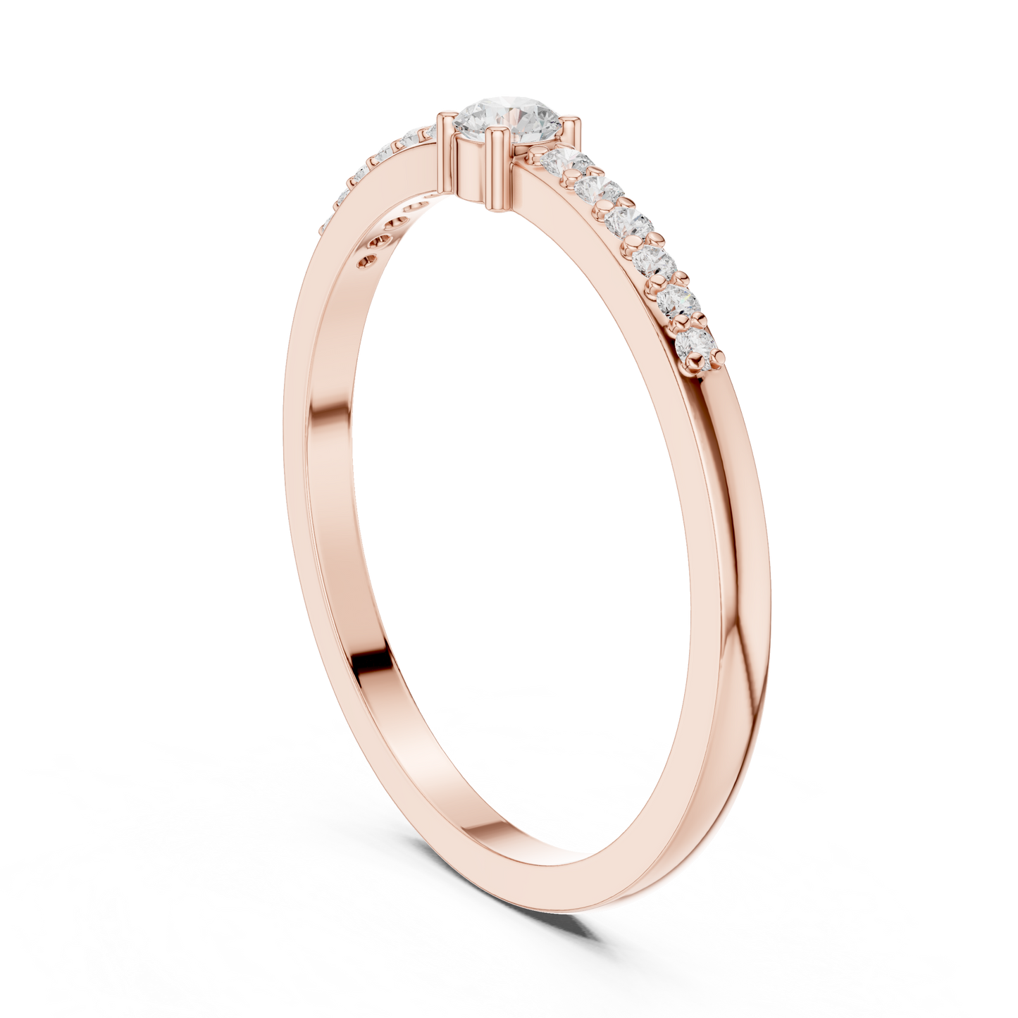 Round Side Stone Lab Grown Diamond Ring