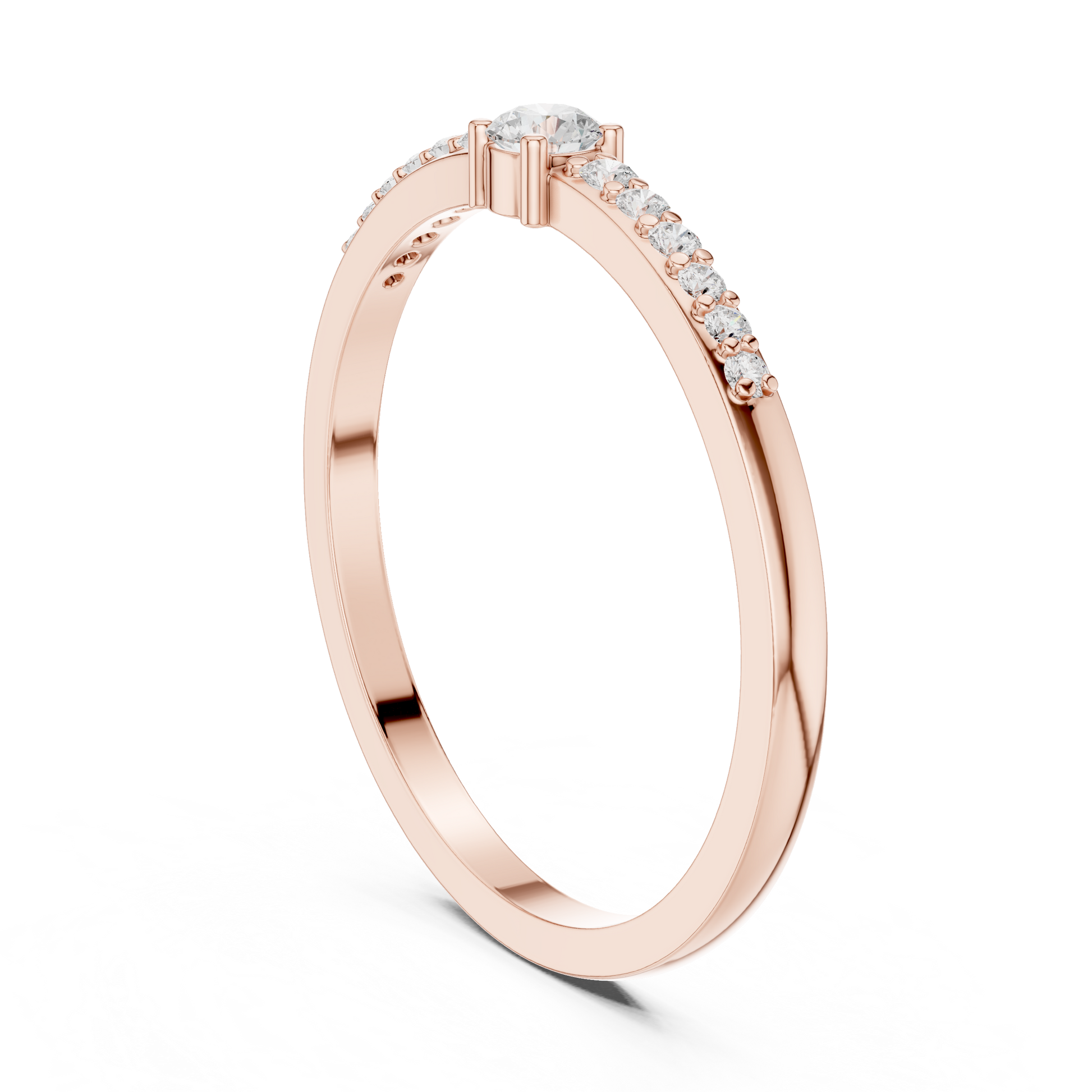 Round Side Stone Lab Grown Diamond Ring