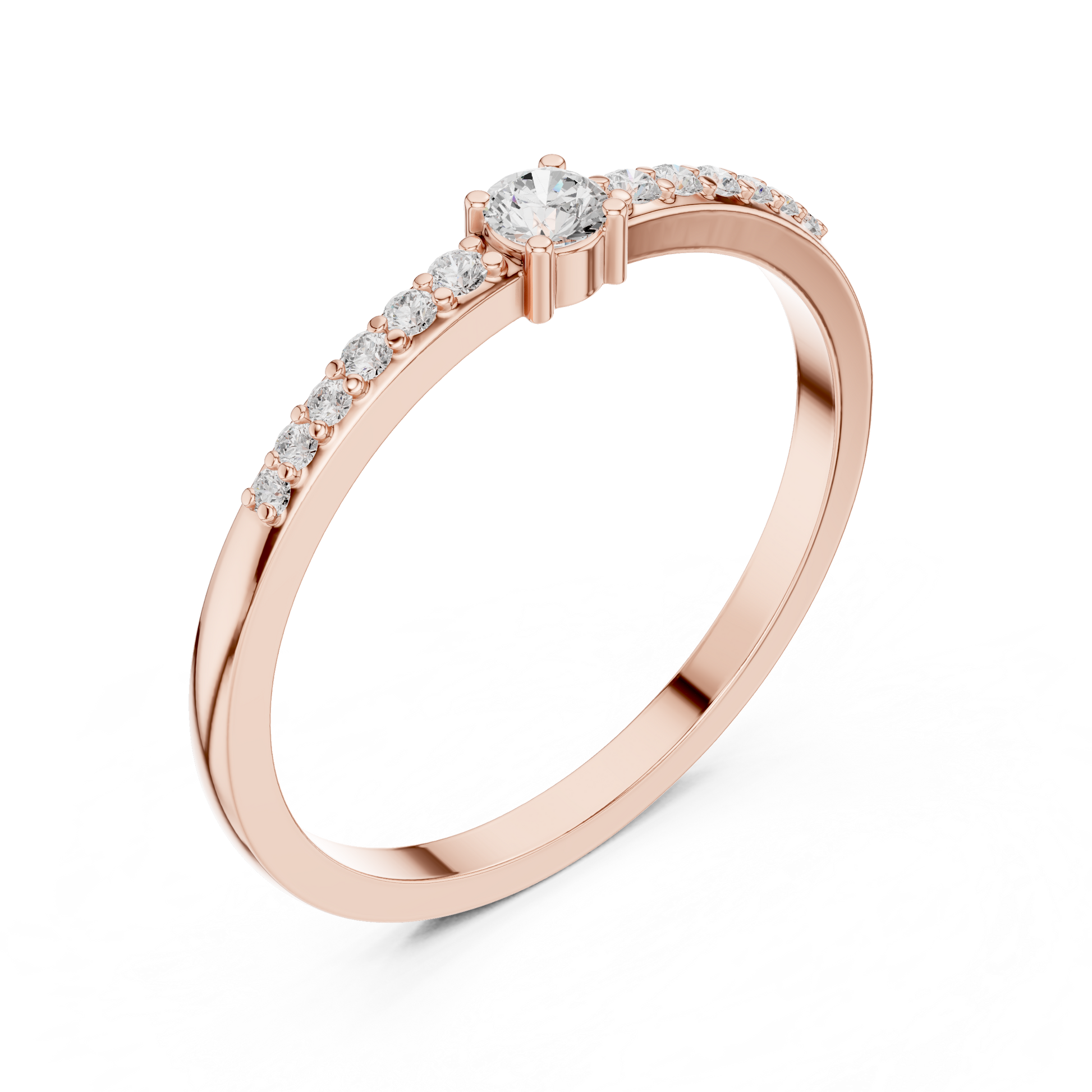 Round Side Stone Lab Grown Diamond Ring