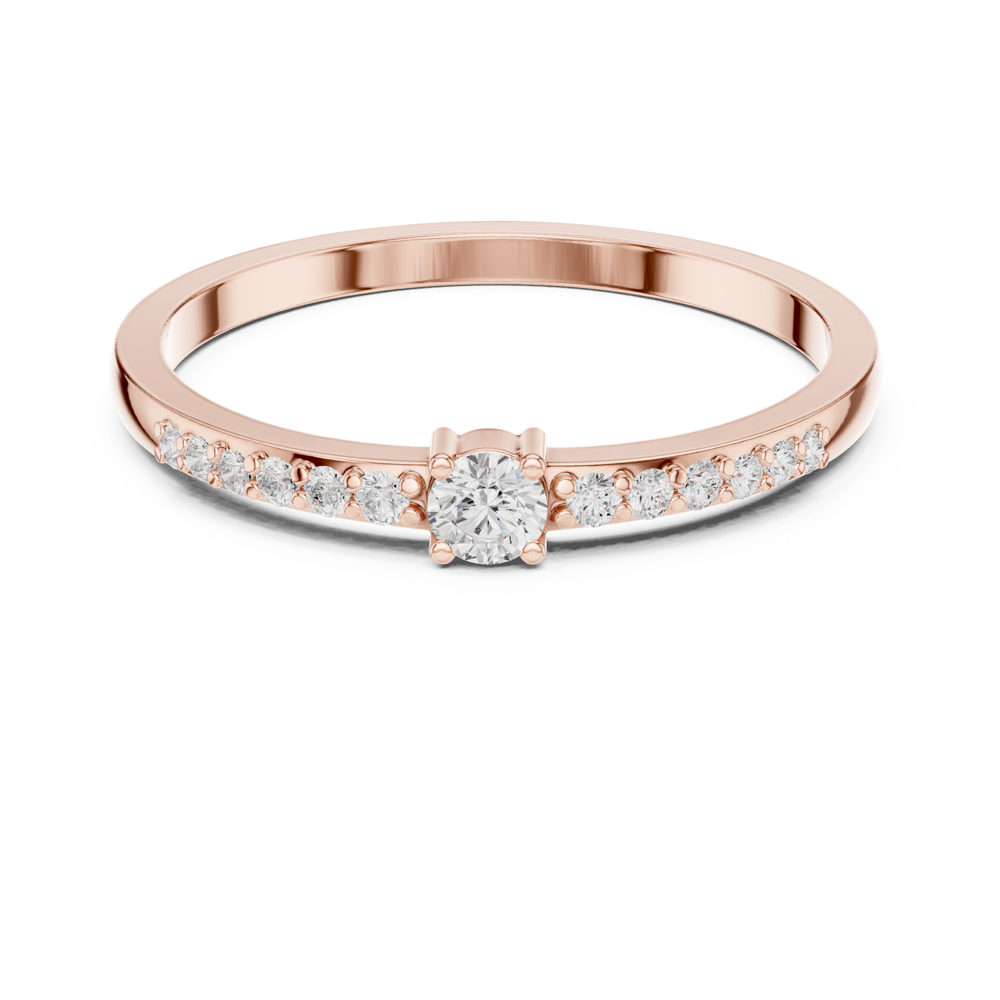 Round Side Stone Lab Grown Diamond Ring