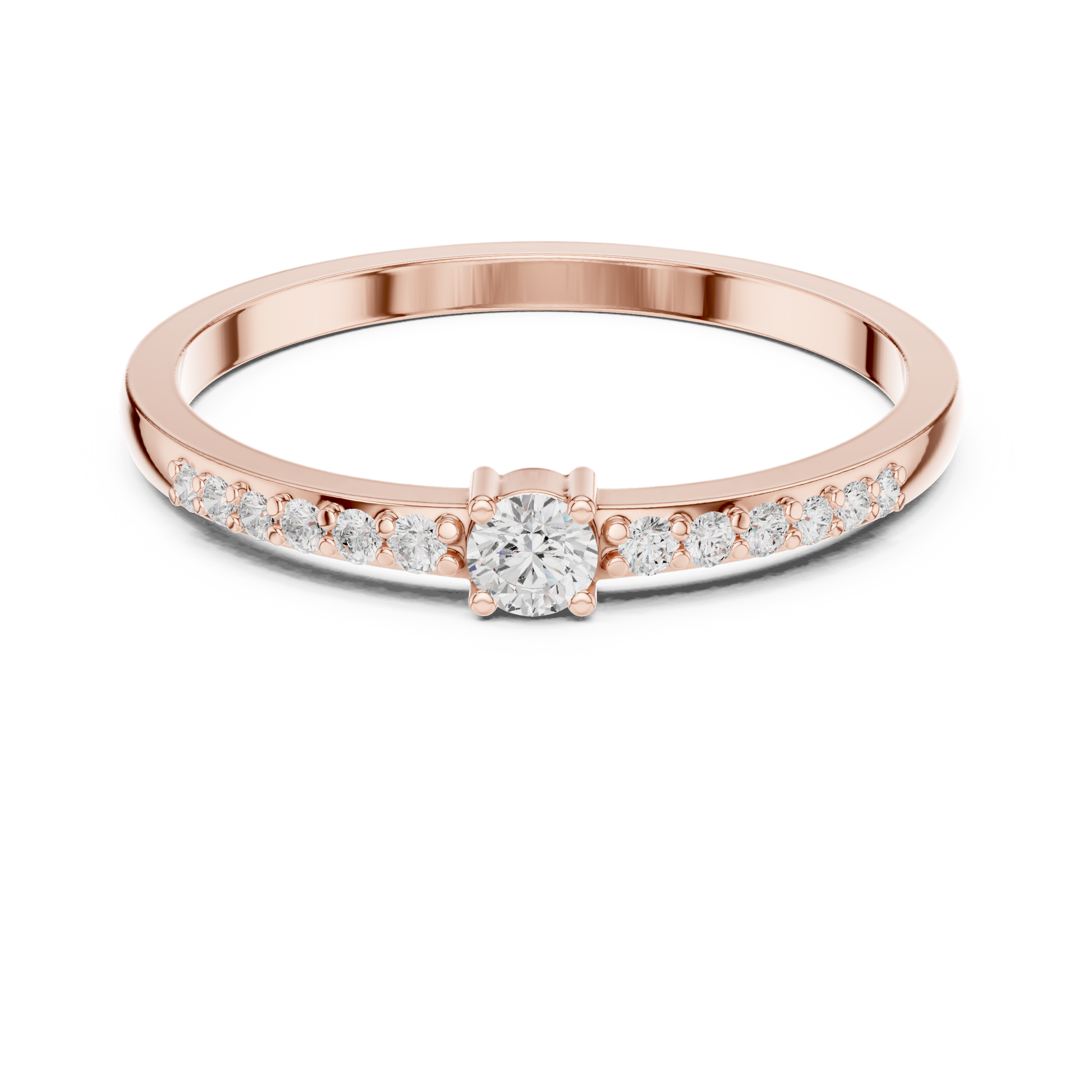 Round Side Stone Lab Grown Diamond Ring