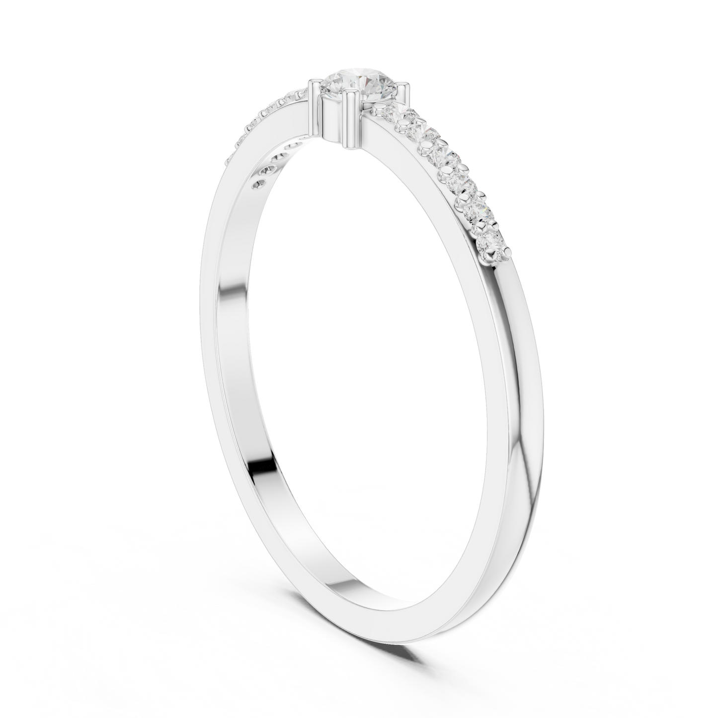 Round Side Stone Lab Grown Diamond Ring
