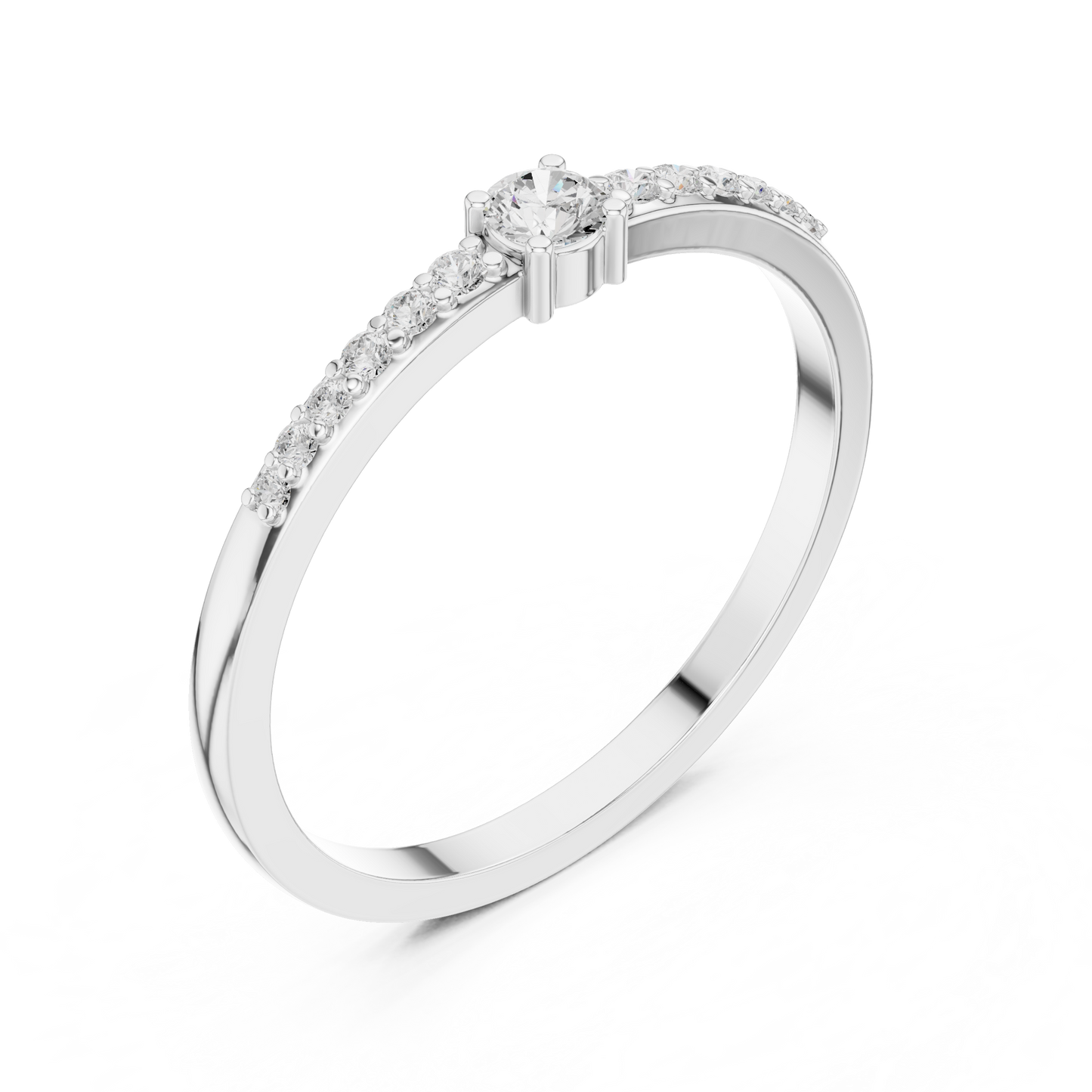 Round Side Stone Lab Grown Diamond Ring