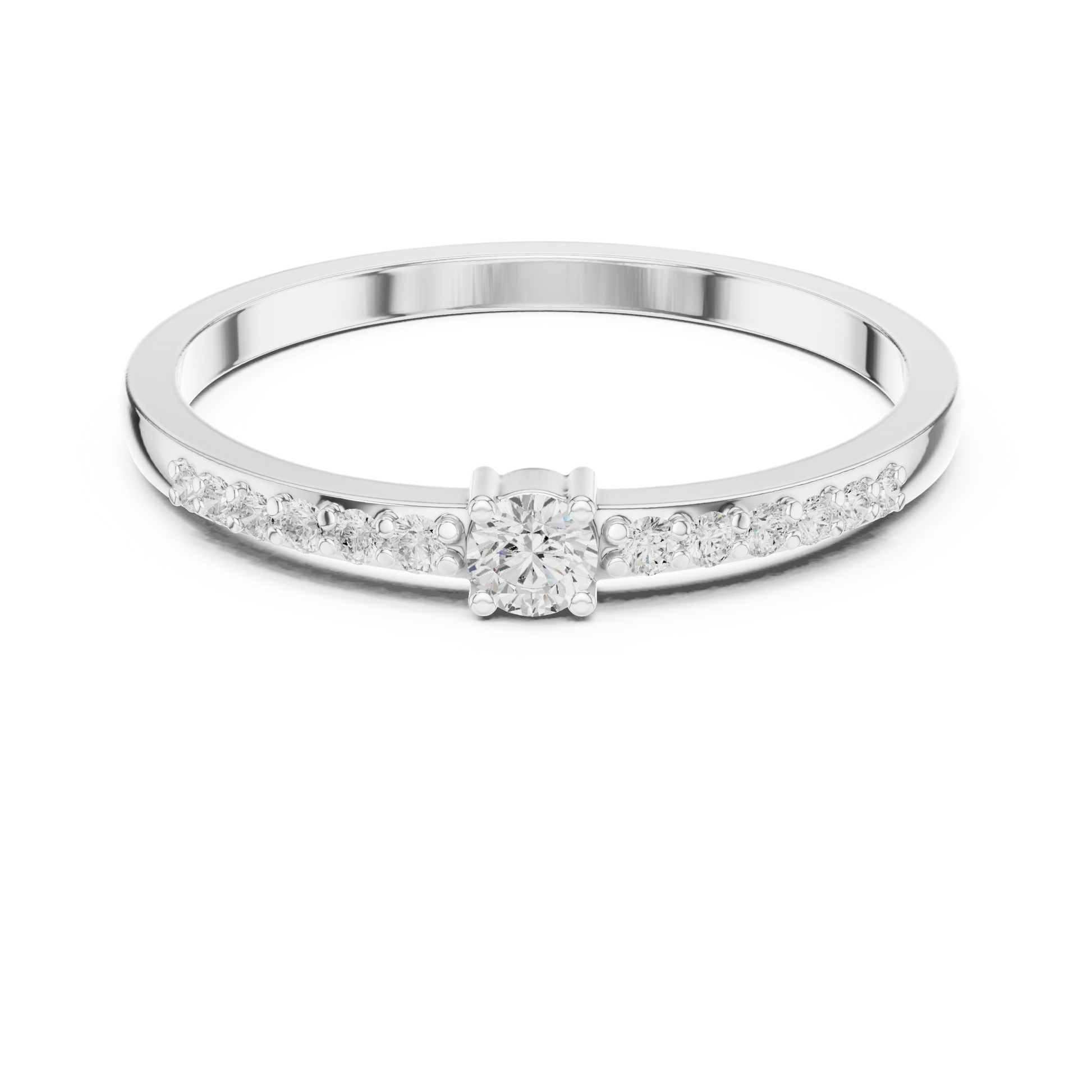 Round Side Stone Lab Grown Diamond Ring