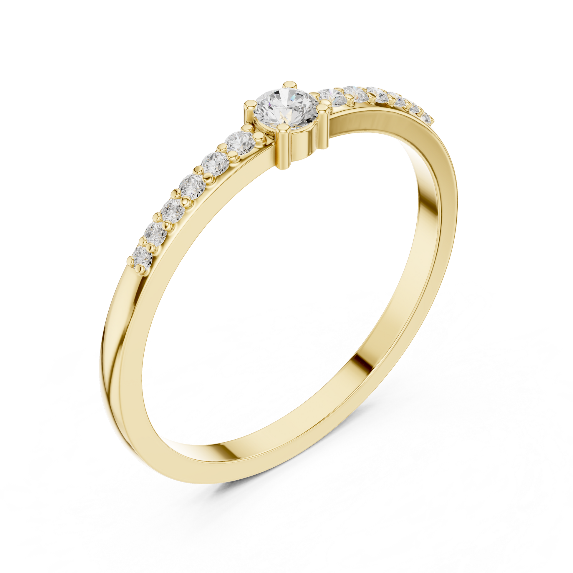 Round Side Stone Lab Grown Diamond Ring