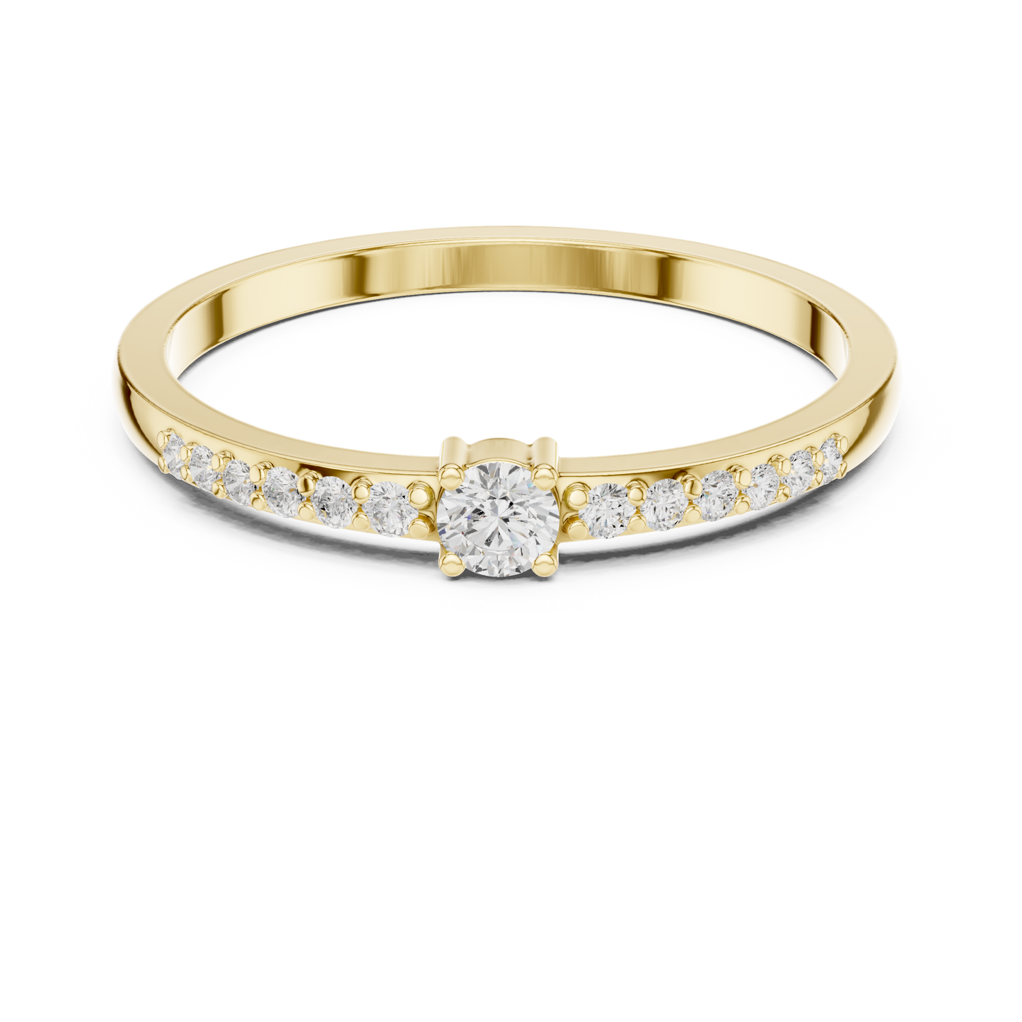 Round Side Stone Lab Grown Diamond Ring