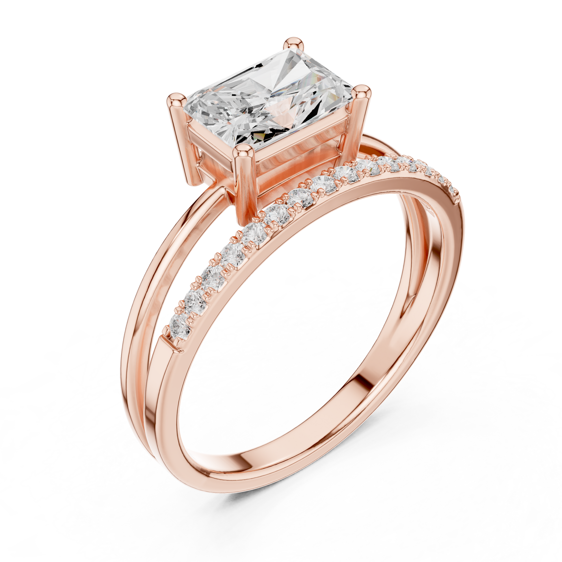 Mixed Shape Lab Grown Diamond Side Stone Ring