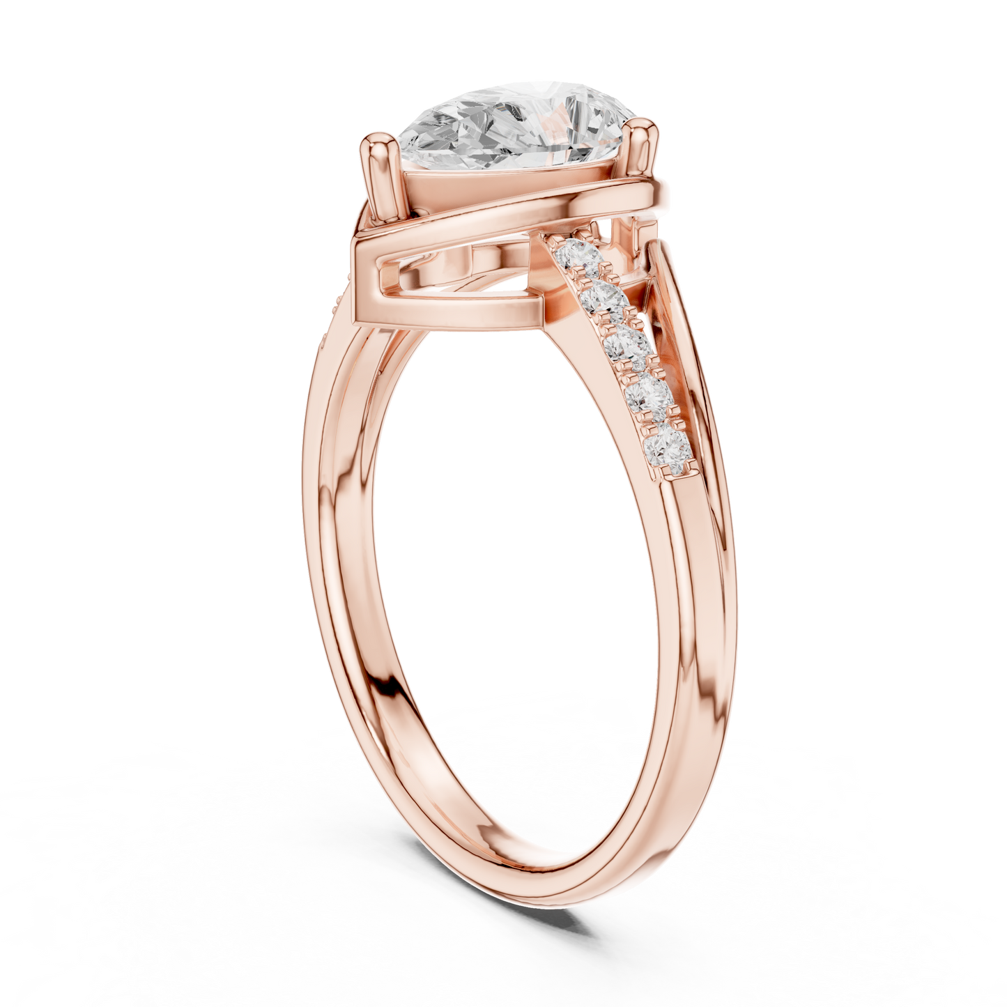 Round Side Stone Lab Grown Diamond Ring