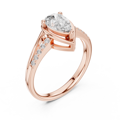 Round Side Stone Lab Grown Diamond Ring