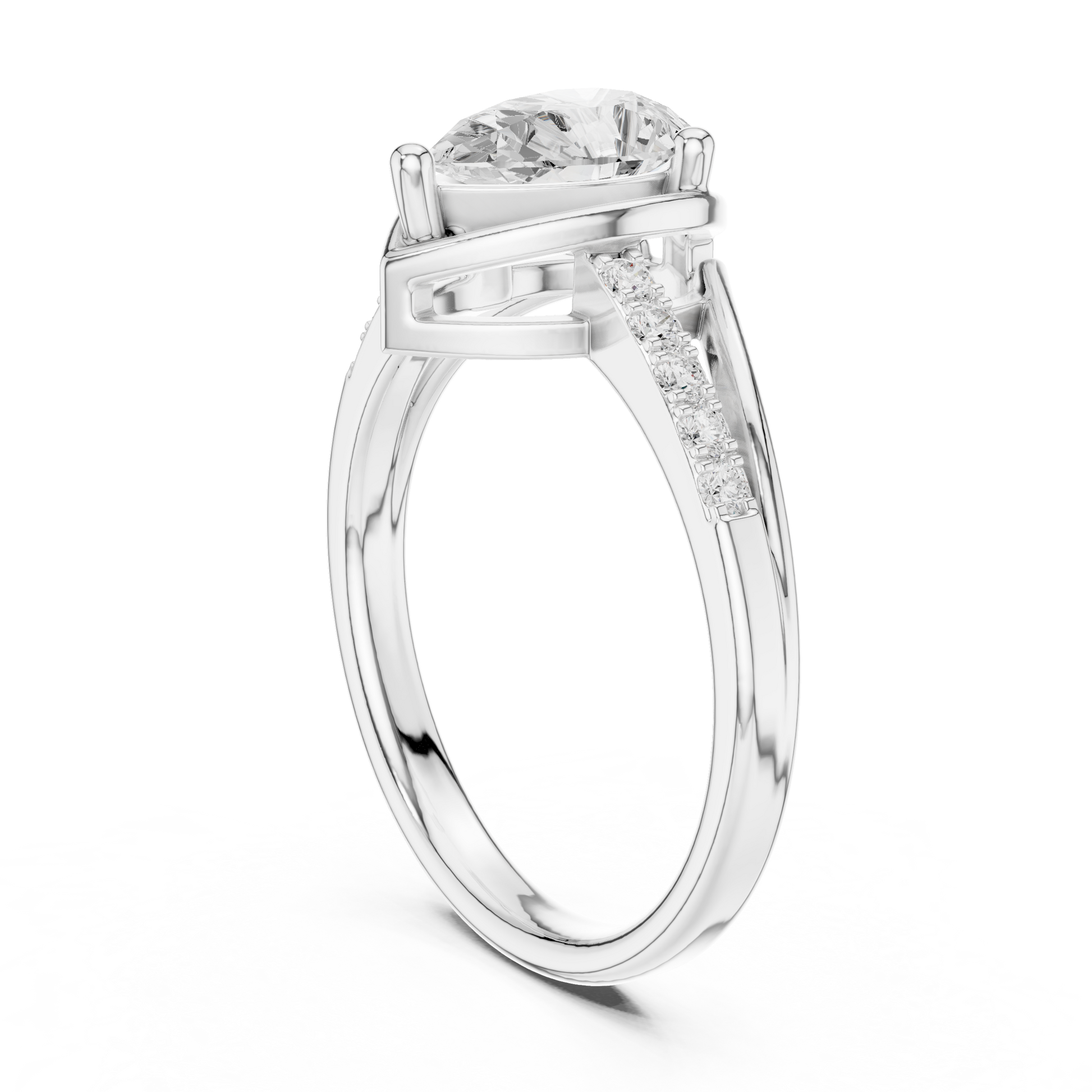 Round Side Stone Lab Grown Diamond Ring