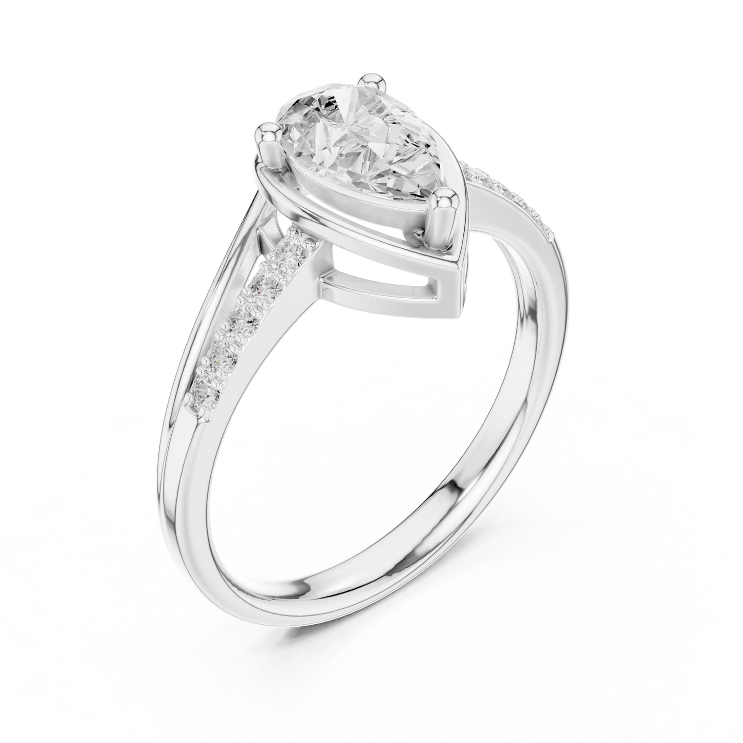 Round Side Stone Lab Grown Diamond Ring